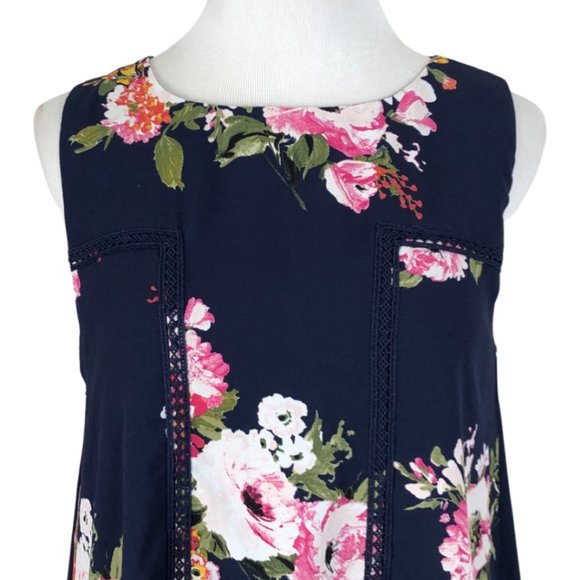 BLUE RAIN Dress by FRANCESCA'S NWT Blue Pink Floral Lace Accents Flare Small7 - Picture 5 of 5